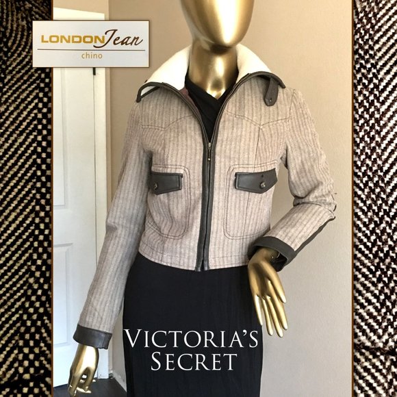 LONDONJEAN Jackets & Blazers - LONDON JEAN CHINO Ribbed Cotton Jacket with 100% Leather Trim